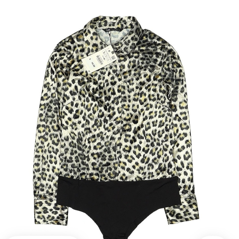 Zara Animal Print Bodysuit with Black Accents